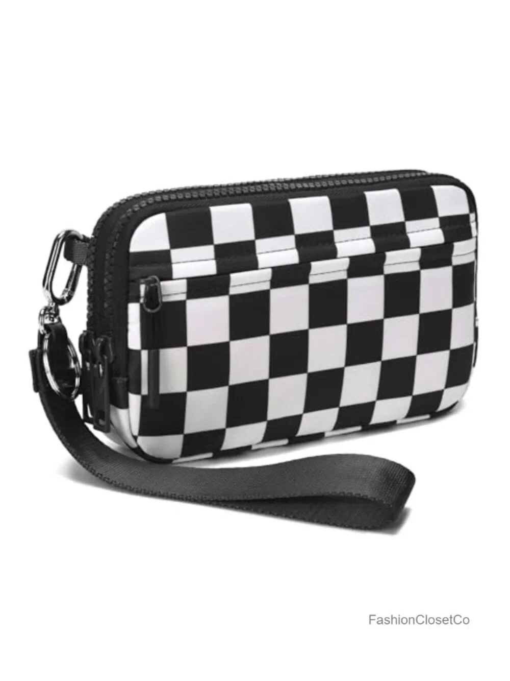 Nylon Quilted Wristlet Wallet with 4 Zippers Travel Cell Phone Organizer